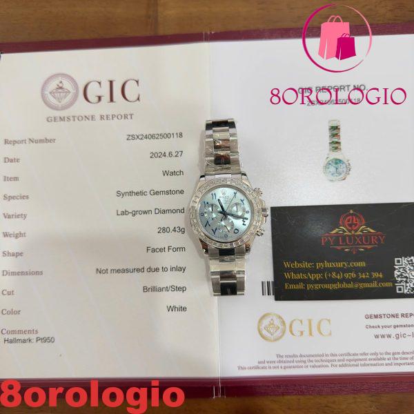 Rolex Daytona 116576TBR-0005 Platinum Quadrante Arabo Replica Diamanti a Baguette 40mm Orologio