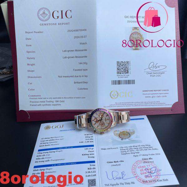 Rolex Daytona 116595RBOW Rainbow Quadrante Pave Diamanti Oro 18K Rivestito Moissanite Personalizzato Miglior Replica 40mm Orologio - immagine 2
