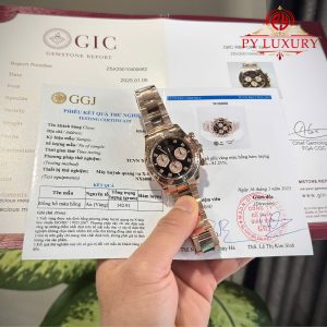 Rolex Daytona 126505-0002 Quadrante Nero e Sundust con Diamanti Bracciale Oyster Placcato Oro 18K Replica Super Clone 1:1 40mm Orologio