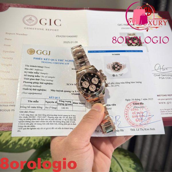 Rolex Daytona 126505-0002 Quadrante Nero e Sundust con Diamanti Bracciale Oyster Placcato Oro 18K Replica Super Clone 1:1 40mm Orologio