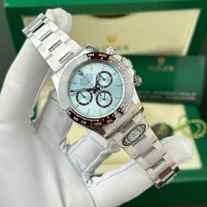 Replica Rolex Daytona 126506-0001 Platino Quadrante Blu Ghiaccio Lunetta Marrone Cerachrom Clean Factory 40mm Orologio