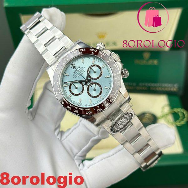 Replica Rolex Daytona 126506-0001 Platino Quadrante Blu Ghiaccio Lunetta Marrone Cerachrom Clean Factory 40mm Orologio