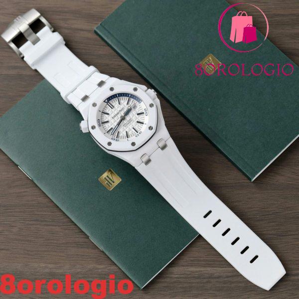 Audemars Piguet Royal Oak Offshore Diver 15707CB Quadrante Bianco Ceramica Bianca Gomma Migliore Replica APSF 42mm Orologio - immagine 6