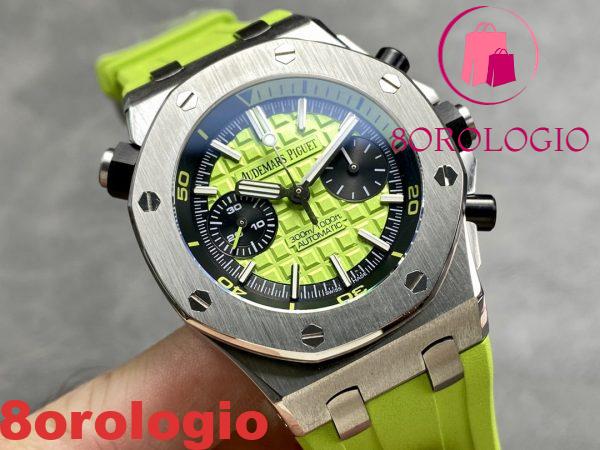 Audemars Piguet Royal Oak Offshore Diver Chronograph 26703ST Quadrante Verde Gomma Migliore Replica JHF 42mm Orologio - immagine 4