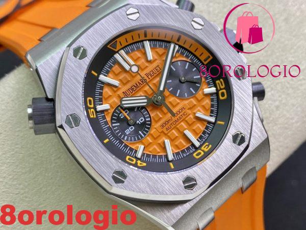 Audemars Piguet Royal Oak Offshore Diver Chronograph 26703ST Quadrante Arancione Cinturino in Gomma Arancione Migliore Replica JHF 42mm Orologio - immagine 3