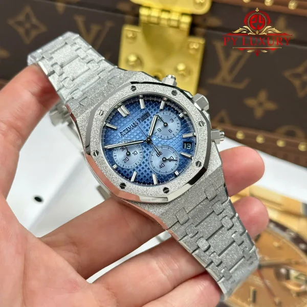 Audemars Piguet Royal Oak Chronograph 26240BC in Oro Bianco Frosted Quadrante Blu 1:1 Migliore Replica APSF 41mm Orologio - immagine 7