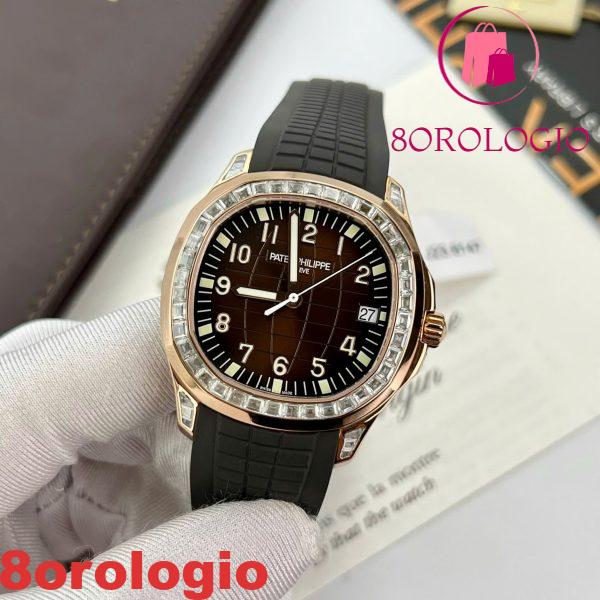 Patek Philippe Aquanaut 5167R Quadrante Marrone 18K Oro Rivestito Baguette Moissanite Migliore Replica 40mm Orologio - immagine 5