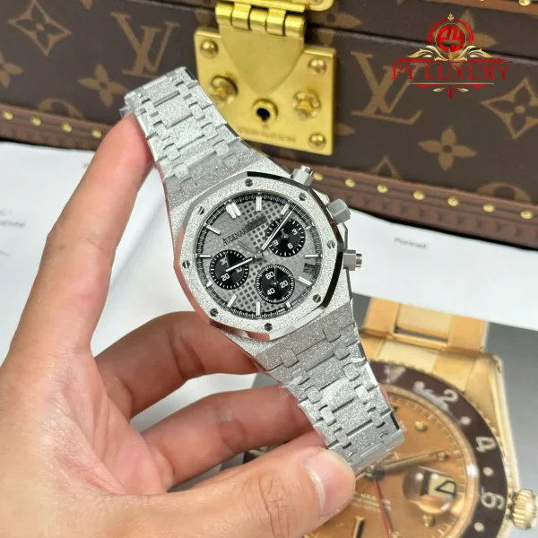 Audemars Piguet Royal Oak Chronograph 26240BC Frosted White Gold Quadrante Grigio 1:1 Migliore Replica APSF 41mm Orologio - immagine 8