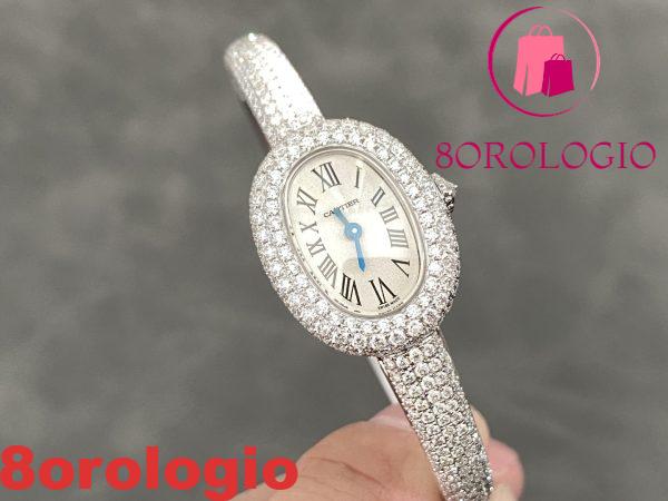 Cartier Baignoire HPI01607 Modello Mini Quadrante Argento Iced Out Moissanite Migliore Replica (Misura Polso 15, 16, 17cm) Orologio - immagine 3