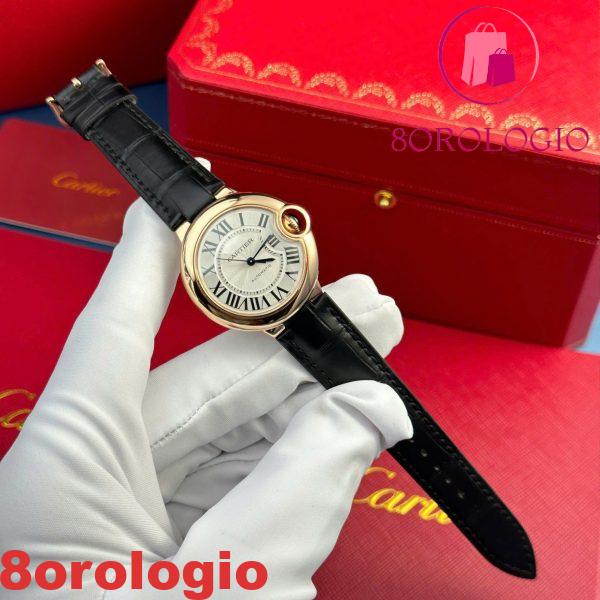 Cartier Ballon Bleu CRWGBB0009 Automatico Oro Rosa Cinturino in Pelle Nera Migliore Replica AF 36mm Orologio - immagine 3