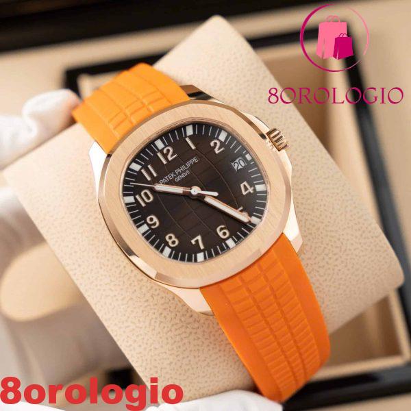 Patek Philippe Aquanaut 5167R-001 Quadrante Marrone Oro Pieno 18K Cinturino in Gomma Arancione 40mm replica Orologio - immagine 5