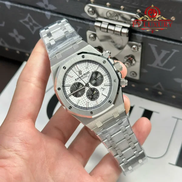 Audemars Piguet Royal Oak Chronograph 26331ST Quadrante Bianco 1:1 Best Replica APW 41mm Orologio - immagine 7