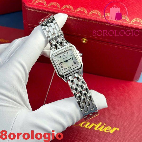 Cartier Panthère Steel Ladies MOP Dial Diamond Bezel Migliore Replica AF 27mm x 36mm Orologio - immagine 4