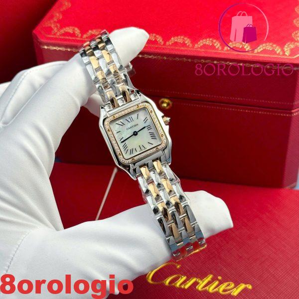 Cartier Panthère Due Tono Oro Rosa Quadrante MOP Lunetta con Diamanti Migliore Replica AF 27mm x 36mm Orologio - immagine 4