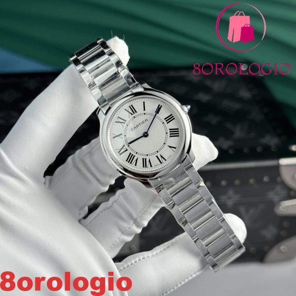 Cartier Ronde Must Quadrante Bianco Bracciale in Acciaio Migliore Replica AF 36mm Orologio - immagine 4