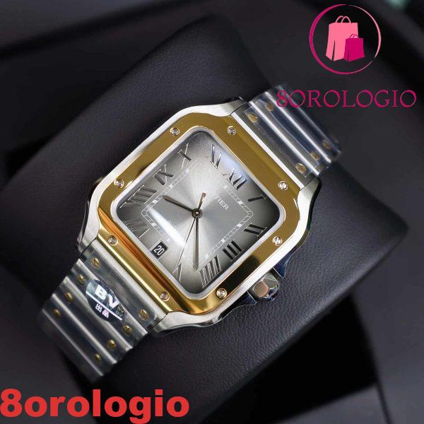 Cartier Santos De Cartier CRW2SA0030 Modello Grande Due Toni Quadrante Grigio Miglior Replica BVF 39.8mm Orologio - immagine 7