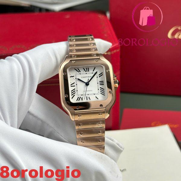 Cartier Santos De Cartier Oro Rosa Quadrante Bianco Modello Medio Miglior Replica BVF 35.1mm Orologio - immagine 5