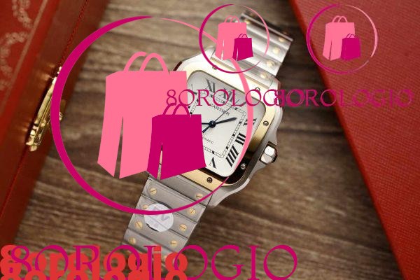 Cartier Santos Due Toni Oro Giallo Quadrante Bianco Modello Grande Best Replica BVF 39.8mm Orologio - immagine 3