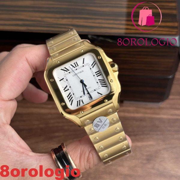 Cartier Santos WGSA0029 Oro Giallo Quadrante Bianco Modello Grande Migliore Replica BVF 39.8mm Orologio - immagine 3