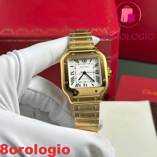 Cartier Santos WGSA0030 Oro Giallo Quadrante Bianco Modello Medio Replica BVF Migliore 35.1mm Orologio - immagine 6