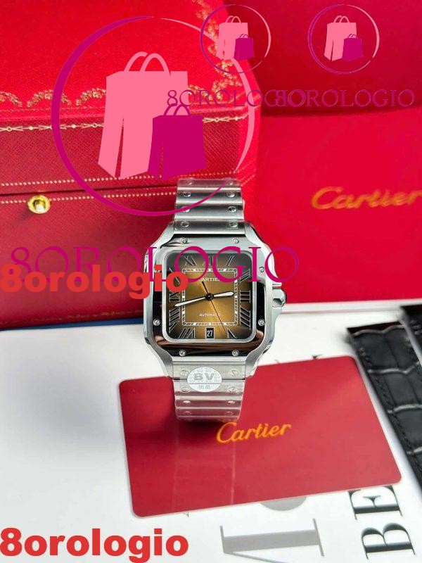 Cartier Santos WSSA0064 Quadrante Marrone Modello Grande Migliore Replica BVF 39.8mm Orologio - immagine 3