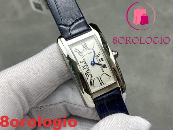 Cartier Tank Américaine WSTA0117 Acciaio Quadrante Argento Modello Piccolo Cinturino in Pelle Replica Migliore 35,4 mm x 19,4 mm Orologio - immagine 3