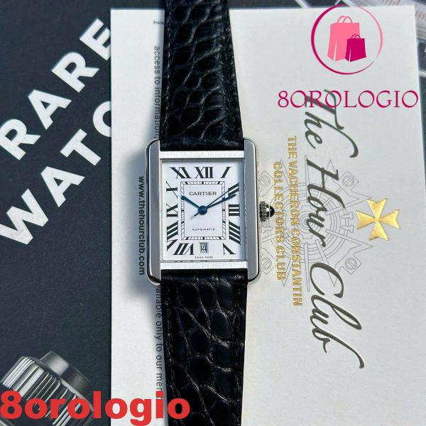 Cartier Tank Solo Extra Large Quadrante Bianco Cinturino in Pelle Miglior Replica AF 31mm X 41mm Orologio - immagine 4