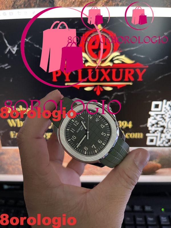 Patek Philippe Aquanaut 5168G-010 Khaki Green Pure 18K White Gold Replica Su Misura 42.2mm Orologio - immagine 3