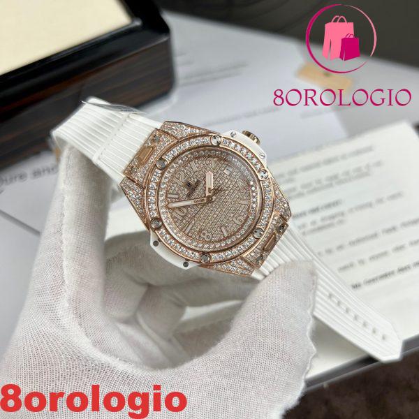 Hublot Big Bang One Click King Gold Pave White Full Moissanite Replica 39mm Orologio - immagine 5