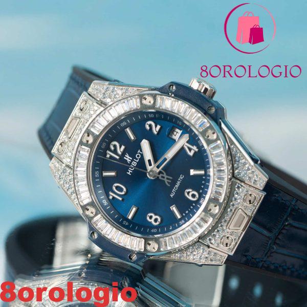 Hublot Big Bang One Click Steel Blue Pavé CZ Stones Replica 39mm Orologio - immagine 4