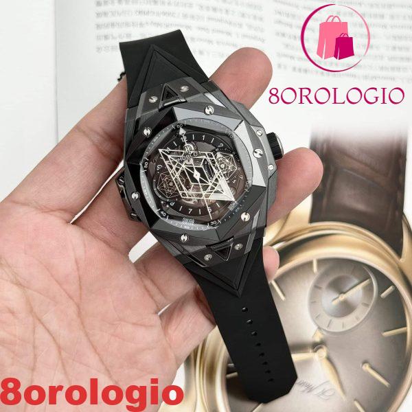 Hublot Big Bang Sang Bleu II Black Ceramic Quadrante Nero Migliore Replica 45mm Orologio - immagine 5