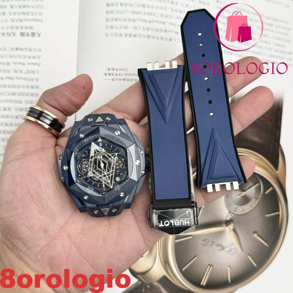 Hublot Big Bang Sang Bleu II Ceramica Blu Gomma Replica BBF 45mm Orologio - immagine 3