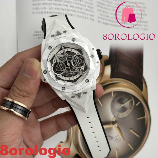 Hublot Big Bang Sang Bleu II Ceramica Bianca Gomma Replica di Alta Qualità BBF 45mm Orologio - immagine 4