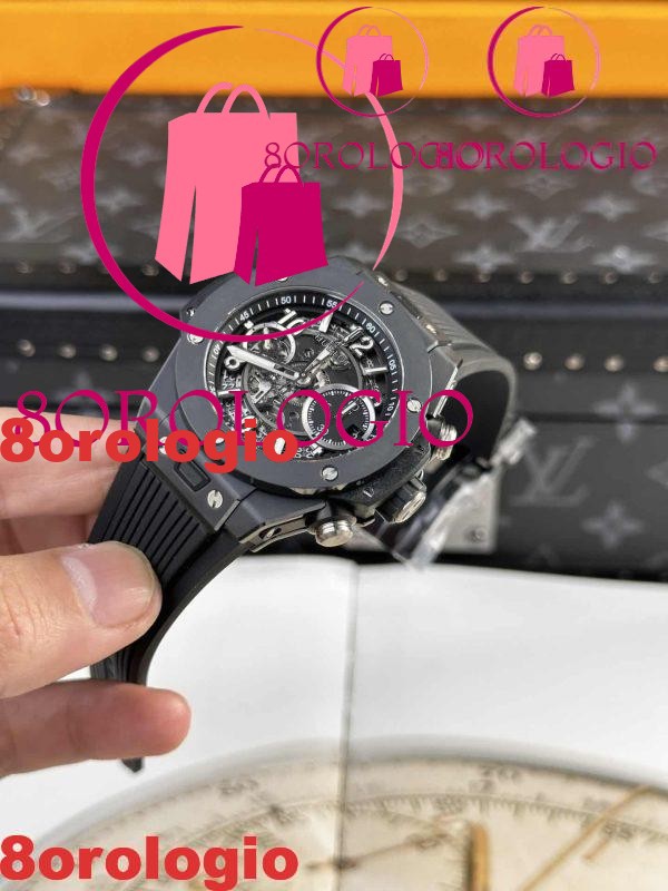 Hublot Big Bang Unico Black Magic Quadrante Nero Migliore Replica BBF 42mm Orologio - immagine 5