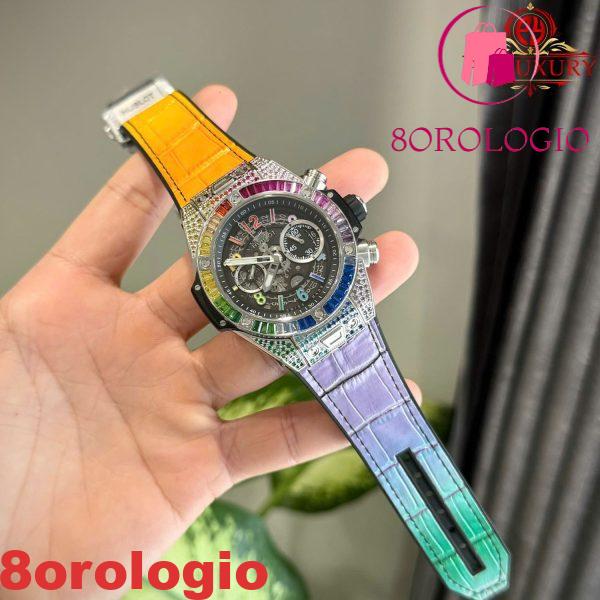 Hublot Big Bang Unico Titanium Rainbow Cinturino in Pelle Migliore Replica ZF 45mm Orologio - immagine 3