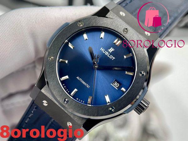 Hublot Classic Fusion Ceramic Nera Quadrante Blu Movimento SW300 Replica 1:1 JJZ 42mm Orologio - immagine 3