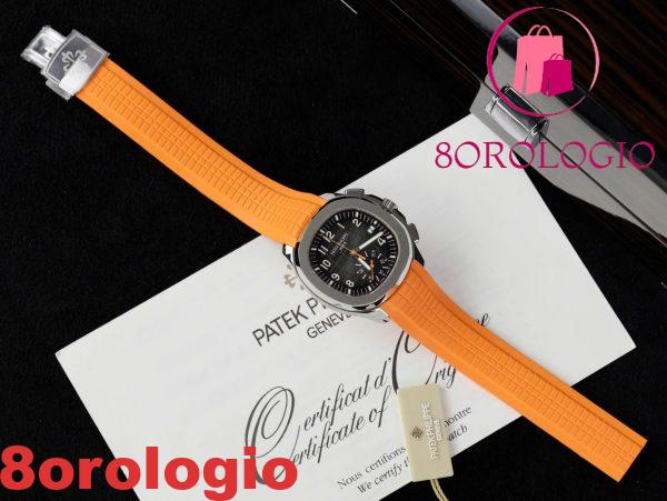 Patek Philippe Aquanaut Chronograph 5968A-001 Quadrante Nero Cinturino in Gomma Arancione Replica 42,2mm Orologio - immagine 4