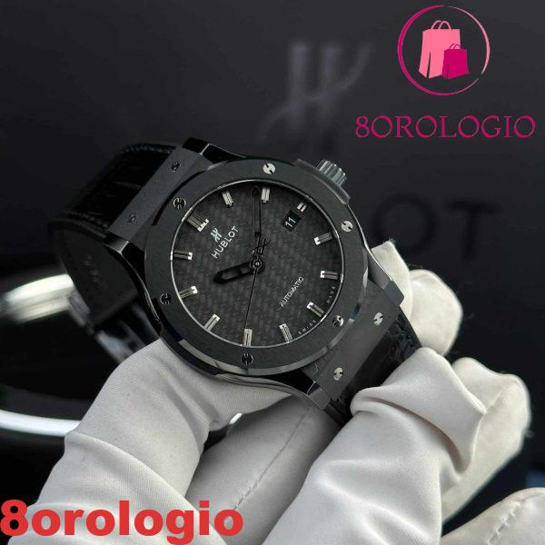 Hublot Classic Fusion Black Magic Quadrante in Carbonio Pelle Replica Super Clone 42mm Orologio - immagine 5