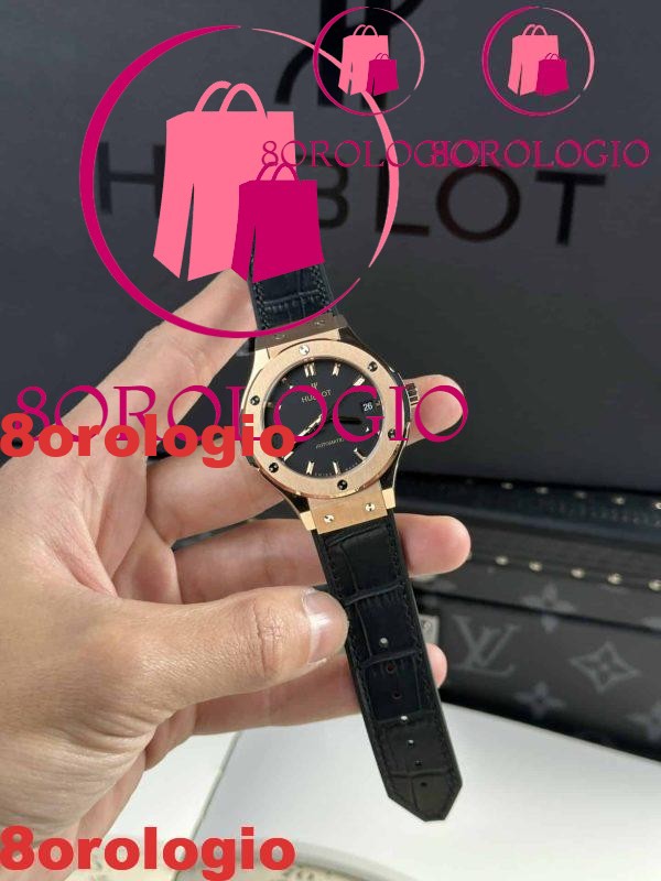 Hublot Classic Fusion King Gold Quadrante Nero Miglior Replica JJF 38mm Orologio - immagine 3