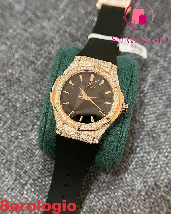 Hublot Classic Fusion Orlinski King Gold Pavé Quadrante Nero Moissanite Replica 40mm Orologio - immagine 3