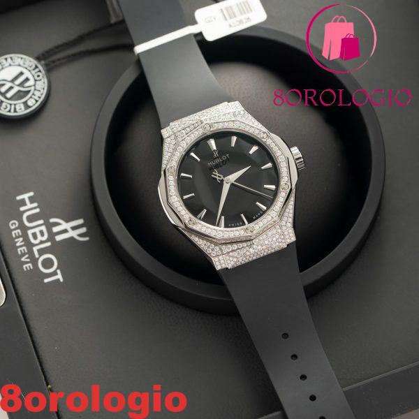 Hublot Classic Fusion Orlinski Titanium Pavé Quadrante Nero Replica Personalizzata con Moissanite Completa 1:1 40mm Orologio - immagine 5