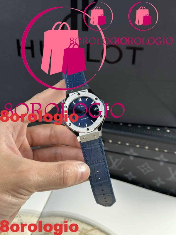 Hublot Classic Fusion Titanium Quadrante Blu Pelle Miglior Replica JJF 38mm Orologio - immagine 3