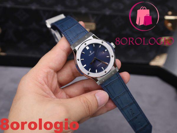 Hublot Classic Fusion Titanium Cinturino in Pelle Quadrante Blu Replica 1:1 42mm Orologio - immagine 4