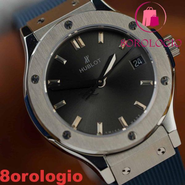 Replica Orologio Donna Hublot Classic Fusion Titanio Quadrante Grigio Gomma 33mm Orologio - immagine 4