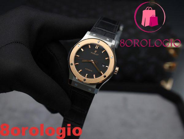 Hublot Classic Fusion Titanium King Gold Quadrante Nero Migliore Replica 42mm Orologio - immagine 3