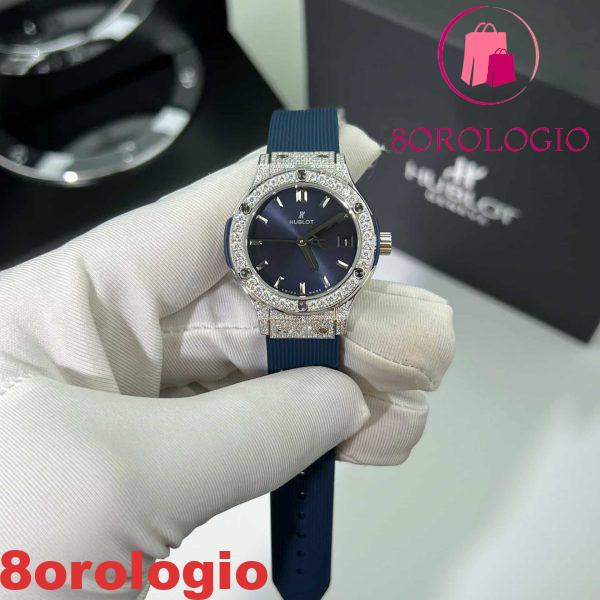 Hublot Classic Fusion Titanium Pavé Quadrante Blu Gomma Replica Moissanite 33mm Orologio - immagine 3