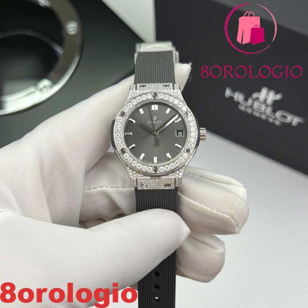 Hublot Classic Fusion Titanium Pavé Quadrante Grigio Gomma Custom Moissanite Migliore Replica 33mm Orologio - immagine 3