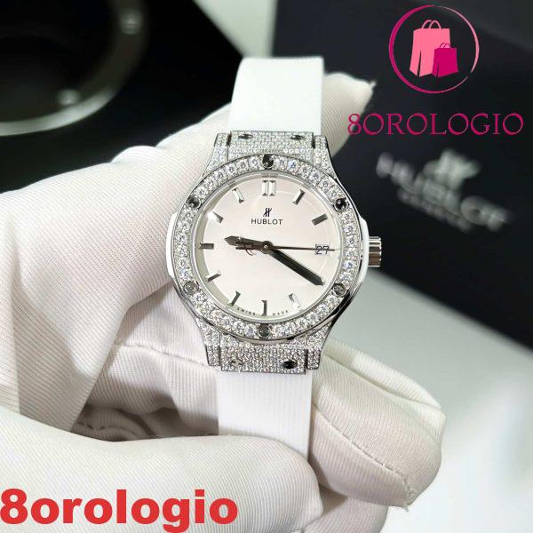 Hublot Classic Fusion Titanium Pavé Quadrante Bianco Custom Moissanite Cinturino in Gomma Replica Migliore 33mm Orologio - immagine 3
