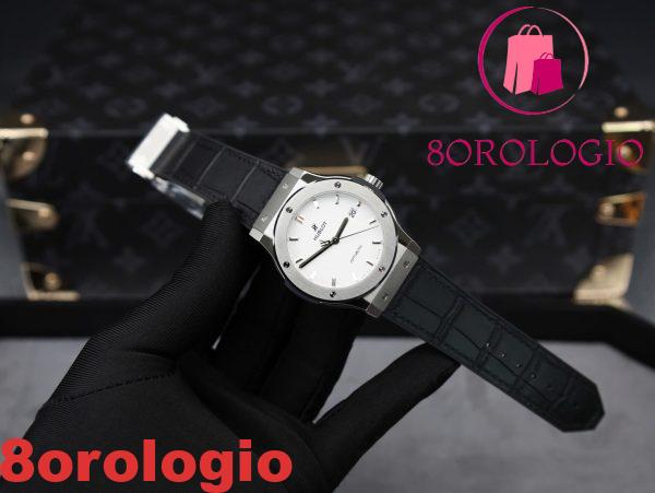 Hublot Classic Fusion Cassa in Titanio Quadrante Bianco Cinturino in Pelle 42mm Replica 1:1 Orologio - immagine 4