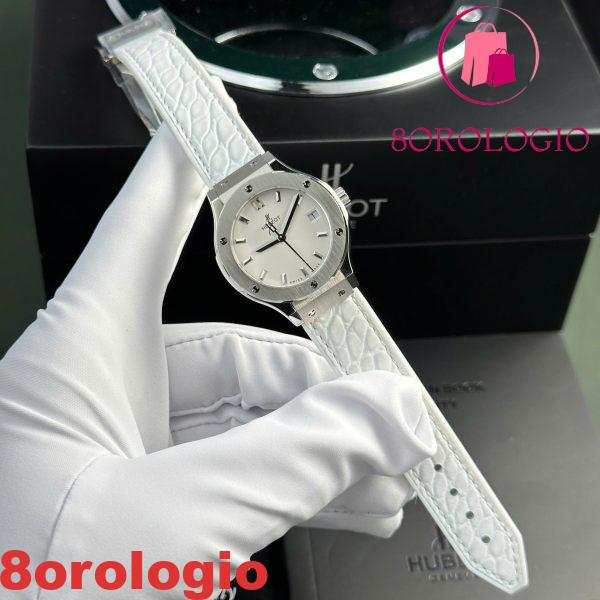 Hublot Classic Fusion Titanio Quadrante Bianco Quarzo Cinturino in Pelle Donna Replica 33mm Orologio - immagine 3
